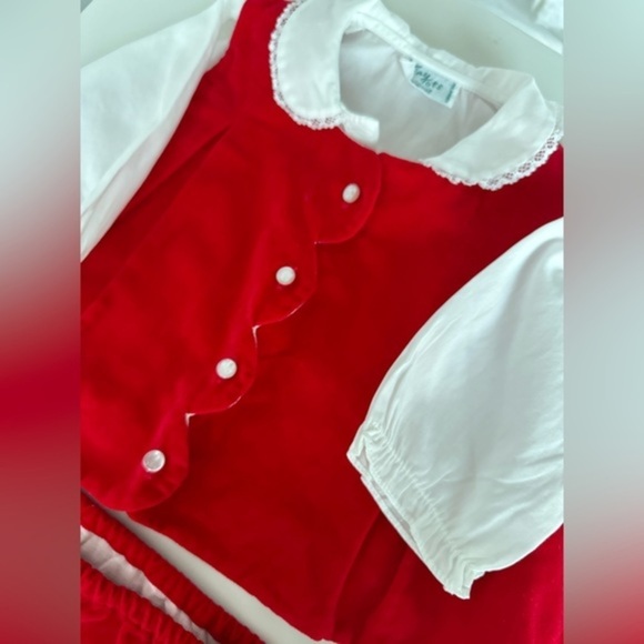 Vintage Tiny Tots Red Velvet Long sleeve outfit - Picture 2 of 5